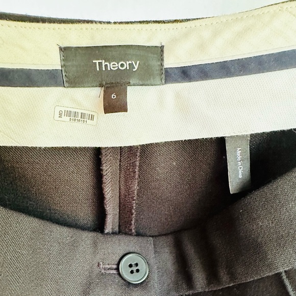 Theory Cardinal Trouser Canton Bistretch Black Dress Pants Front Seam Size 6 - Picture 7 of 10